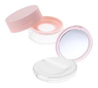 DIYEAH 2pcs Powder Puff Container Set with Mirror, Empty Loose Powder Compact Cases 20g Flip-top and 3g Ultra-Thin Coral Puff Holder, Travel-Friendly Makeup Storage Boxes