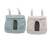 DIYEAH 2pcs Rabbit Feeder Hay Storage Bags Hanging Small Pet Feeder Bags with Mesh Design for Guinea Pig and Chinchilla, Gray and Blue m Size for Cage Feeding
