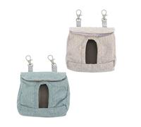 DIYEAH 2pcs Rabbit Slow Feeding Bag for Small Pets, Hanging Hay Feeder Pouch in Gray and Blue, Suitable for Guinea Pigs and Chinchillas, Small Size Food Storage for Indoor Use