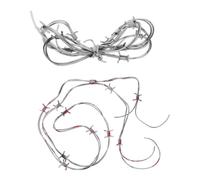 DIYEAH 2pcs Realistic Fake Barbed Wire Pvc Chain for Halloween Party Decoration Safe to Handle Gothic Haunted House Aesthetic, for Decorating Homes and Halloween Parties