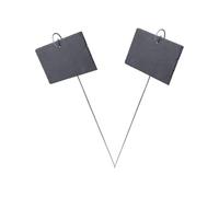 DIYEAH 2Pcs Rectangular Natural Stone Iron Hanging Plant Markers 10X7Cm Black Erasable Garden Labels for Pots and Fruit Trees