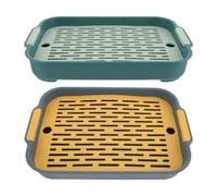 DIYEAH 2pcs Rectangular Plastic Bunny Litter Box for Rabbit and Guinea Pig Indoor Use with Anti-fall Design and Thick Bottom Net to Prevent Feet from Getting Stuck, Pet Training Toilet