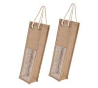 DIYEAH 2pcs Red Wine Packaging Bag Wine Bags for Beige Jute Material Easy to Carry Window Creative Stylish for Wedding under The Tree