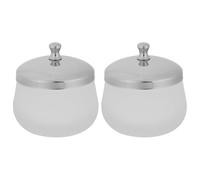 DIYEAH 2pcs Refillable Glass Nail Art Cup with Lid, Silver Acrylic Liquid Dappen Dish, Easy to Clean Manicure Tools for Nail Art