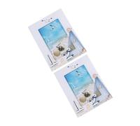 DIYEAH 2pcs Retro Wooden Beach Photo Frames Coastal Tabletop Display Desk Frame Mediterranean Ocean Theme Vintage Style Picture Holder for Wedding Decor