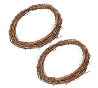 DIYEAH 2pcs Rustic Brown Vine Easter Wreath with Egg Shape Design, Versatile Wall Hanging and Decorative Garland Ring for Special Occasions and Party Celebrations