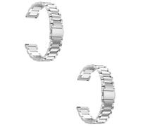 DIYEAH 2pcs Silver Stainless Steel Smartwatch Band with Rhinestone Jewelry Replacement Wrist Strap for Watch Active Elegant Folding Clasp Luxury Sparkling Design for Men and Women