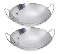 DIYEAH 2pcs Stainless Steel Cooking Pot Set 8-Inch Thickened Small Korean Hot Pot Double Handles, Portable Wok Pan for Household and Travel Cooking