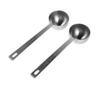 DIYEAH 2pcs Stainless Steel Measuring Spoon Coffee Bean Scoop with Long Handle for Baking Sugar Espresso Dry Spice Milk Powder Precise Graduated Kitchen Tool