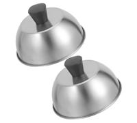 DIYEAH 2pcs Stainless Steel round Griddle Dome Cover 6.3 Inch, Heavy Duty Bbq Steaming Basting Dome for Cheese and Food, Easy to Clean, Universal Fit for Indoor Flat Top Griddle Cooking