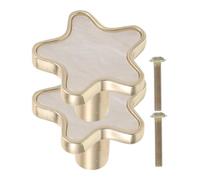 DIYEAH 2pcs Star Shaped Cabinet Knobs White Zinc Alloy Pull Handles for Drawers and Cabinet Doors with Easy Installation Nordic Design for Wardrobe and Furniture