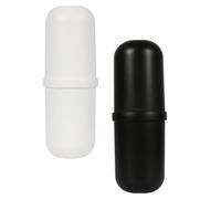 DIYEAH 2pcs Toothbrush Storage Case Washing Cup Plastic Double Cup Buckle Design Divided, Portable for Travel and Bathroom, Couple Use
