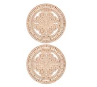 DIYEAH 2pcs Unpainted Wood Carved Floral Applique Onlay Rustic European Style Wooden Decor for Headboard Furniture Cabinets and Wall Decoration