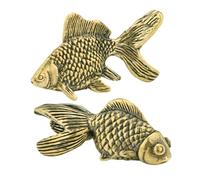 DIYEAH 2pcs Vintage Brass Fish Ornament Small Goldfish Figurines Feng Shui Wealth Statue for Office Home Decoration Smooth Life Harmony Perpetual Abundance
