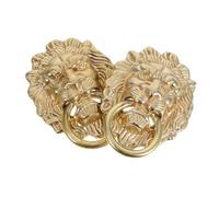 DIYEAH 2pcs Vintage Brass Lion Head Knobs Chinese Antique Cabinet Pull Handles with Smooth Polished Finish Wear-Resistant Decorative Door Knockers for Wardrobe Dresser Boxes