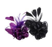 DIYEAH 2pcs Vintage Fascinator Headwear Brooch for Women Dresses, Elegant Cloth Lapel Pins with Classic Colour Scheme and Portable Design, for Tea Party Accessories