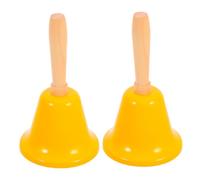 DIYEAH 2pcs Vintage Hand Bell Metal Iron with Wooden Handle Clear Piercing Sound Attention Bell for Classroom Dinner Christmas Wedding Party Service and Announcement Use