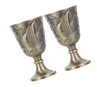 DIYEAH 2pcs Vintage Renaissance Style Zinc Alloy Goblet with Highstem Design, Embossed Medieval Wine Drinking Cup for Weddings and Versatile Occasions, Ornate Liqueur Vessel