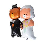 DIYEAH 2pcs Wedding Bear Balloons Groom and Bride Foil Decorations for Valentine S Day Anniversary Photo Props Easy to Inflate and Hang for Women S Party