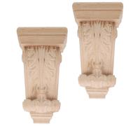 DIYEAH 2Pcs Wood Carved Corbel Brackets, European Style Solid Wood Decorative Shelf Supports with Vintage Roman Column Carving, 6X11X4Cm, Rustic Farmhouse Wall Shelf Accent for Mantel and