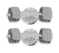 DIYEAH 2pcs Zinc Alloy Dumbbell Shape Brooch Pin for Backpacks with Unique Enamel Design, Silver Cartoon Fitness Badge Motivating Activities, Sturdy and Trendy Accessory for Students