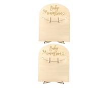 DIYEAH 2sets Unique Wooden Birth Announcement Plaque Stand Clips Newborn Markers Nursery Wall Decor Shower Pregnancy Announcement Cards