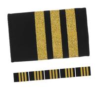 DIYEAH 3 Pairs Gold Metallic Pilot Epaulettes with Three Bars Woven Tape Shoulder Boards for Airline Officer Uniforms Aviation Standard Professional Insignia for Engineers and Enthusiasts