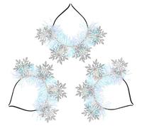 DIYEAH 3 Pcs Silver Glitter Snowflake Headbands for Women, Comfortable Felt Fabric Decorative Hairbands, Easy to Wear Xmas Head Bands for Photo Prop and Holiday Parties
