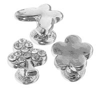 DIYEAH 3 Pcs Silver Silicone Watch Band Charms Decorative Rivets for 38mm Smartwatch, Mini Floral Butterfly and Clover Nail Accessories for Strap