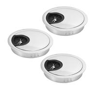DIYEAH 3 Pcs Zinc Alloy Cable Cover Computer Desk Hole Covers Brushed Texture Wire Ducts for Home Office Durable and Practical Cable Management Silver