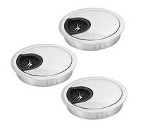 DIYEAH 3 Pcs Zinc Alloy Wiring Box Cable Grommet Desk Cable Hole Wire Hole Grommet Wire Trunking Brushed Texture Cable Cover 60mm Round Hole Cover Office Table Wring Cover Silver