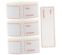 DIYEAH 3 Rolls of Red Food Labels Stickers Removable Synthetic Material Food Prep Canning Labels Not Easy to Fade Or Break for Home and Restaurant Use