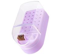 DIYEAH 30-hole Nail Drill Bits Storage Case Cleaning Brush, Purple Manicure Polisher Organizer Box for Salon and Home Nail Art Tools