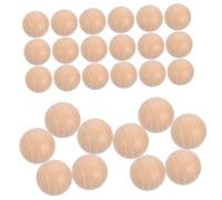 DIYEAH 30 Pcs Large Solid Lotus Wood Round Beads Without Hole for DIY Painting Carving Jewelry Making Craft Accessories Natural Wood Color