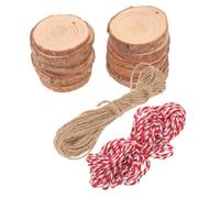 DIYEAH 30 Pcs Natural Unfinished Pine Wood Slices with Hole and Twine String Thick Rustic Round Discs for DIY Crafts Christmas Ornaments Wedding Decorations Indoor and Outdoor Use