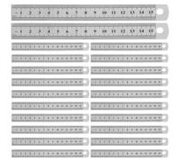 DIYEAH 30pcs Precision 6 Inch 15 cm Pocket Ruler Flexible Stainless Steel Ruler Small Metal Straight Edge with Hanging Hole Dual Scale Measuring Instrument