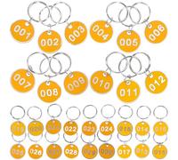 DIYEAH 30pcs Yellow Aluminum Number Tags with Rings, Round Keychain Identification Tags for Organizing Keys, Lockers, and Storage in Offices and Schools