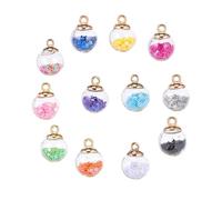 DIYEAH 34pcs Mini Clear Glass Ball Pendants with Colorful Star Sequin Fillings Glass Charms for DIY Necklace Earrings Bracelets Craft Accessories