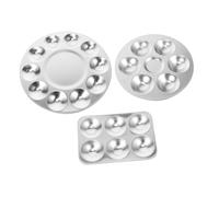 DIYEAH 3Pcs Aluminum Paint Palettes with Round and Square Wells Portable Lightweight Paint Tray Palettes for Watercolour Mixing DIY Art Painting for Artists