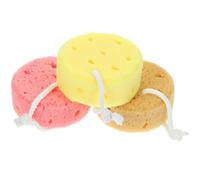 DIYEAH 3pcs Bath Shower Sponges Body Scrubber Honeycomb Foam Exfoliating Sponge for Adults Soft Skin Cleaning in Yellow Pink and Light Coffee for Shower Use