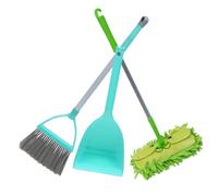 DIYEAH 3pcs Broom Set with Dustpan and Mop Lightweight Mini Cleaning for Detachable Chenille Headpieces for Easy Washing Complete Housekeeping Play Kit