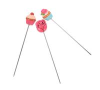DIYEAH 3Pcs Cake Testing Needles Set with Rose Flower Head and Green Leaf Design, Reusable DIY Cake Probe Tool for Baking Doneness Detection in Home Kitchen