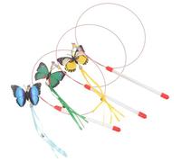 DIYEAH 3pcs Cat Teaser Butterfly Bells Interactive Kitten Wand for Indoor Cats and Exercise Random Style