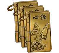 DIYEAH 3pcs Copper Amulet Pendants Heart Sutra Buddhist Keychain Set Vintage Metal Hanging Charms for Car Interior and Jewelry Making