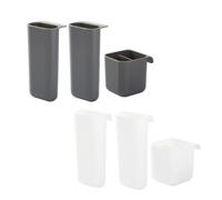 DIYEAH 3pcs Creative Dual Layer Plastic Desk Pen Holder Set with Square Pattern for Organizing Pens, Chopsticks, and Cosmetics on Desktop or Table, Portable and Multifunctional Stationery