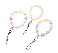 DIYEAH 3pcs Double Layer Beaded Phone Wrist Strap Slip Cellphone Hanging Lanyard Durable Decorative Mobile Chain with Heart Star Designs for Smartphones