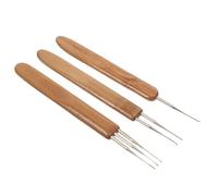 DIYEAH 3pcs Dreadlock Crochet Needle Kit for Locs Bamboo and Iron Hooks Triple Hook Types for Braids Dreadlock Maintenance Hair Weaving Tools