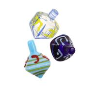 DIYEAH 3pcs Elegant Glass Dreidel Classic Hanukkah Judaica Collectibles Decorative Holiday Ornament Timeless Keepsake Paperweight for Family Dreidel Game and Jewish Tradition Celebration