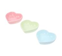 DIYEAH 3pcs Hamster Ceramic Food Bowl Anti-turning Water Dish Heart-shaped Feeding Bowls for Gerbil Hedgehog Rat in Pink Green and Blue