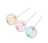 DIYEAH 3Pcs Hanging Pet Grass Dispenser Balls for Rabbits Hamsters Guinea Pigs Iron Feeder for Feeding Alfalfa and Hay Relaxing Play Sphere for Small Animals Random Color